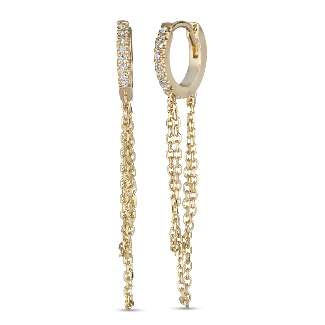 14K Diamond Huggies with Chain