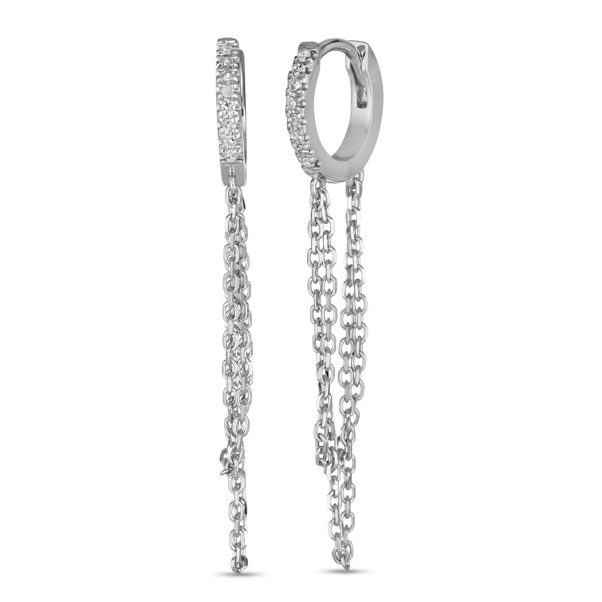 14K Diamond Huggies with Chain