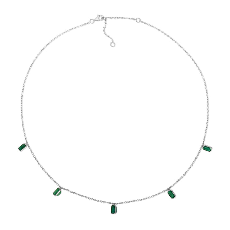 14K Gold Emerald Cut Station Necklace