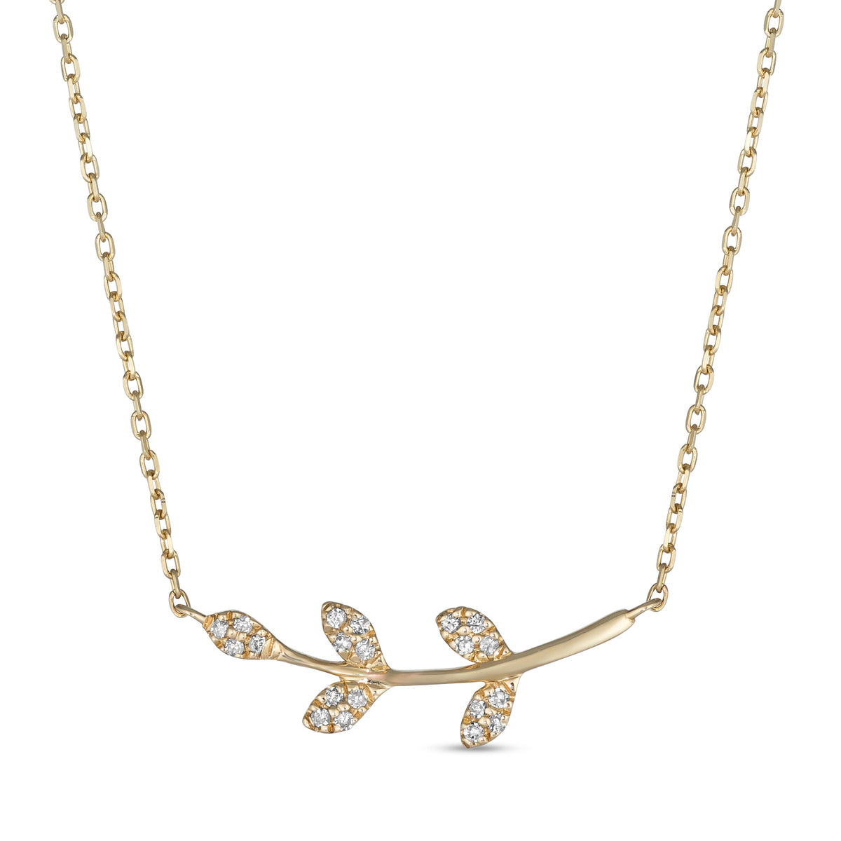 14K Diamond Leaf Necklace