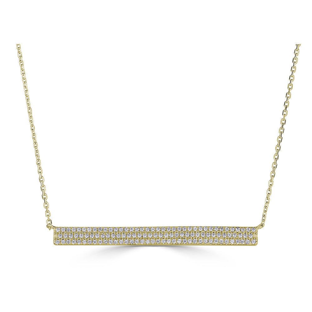14K Pavé Diamond Bar Necklace - Yellow Gold