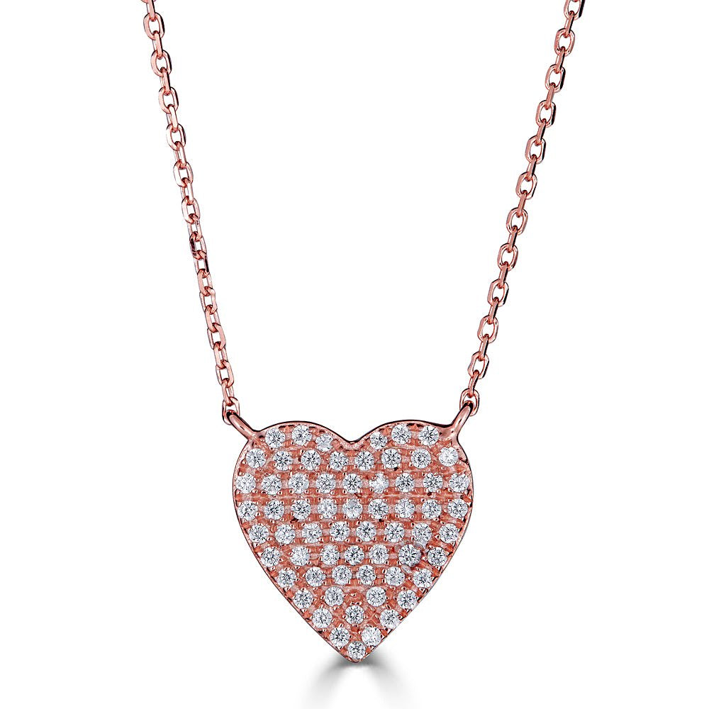 14K Gold Diamond Pave Heart Necklace