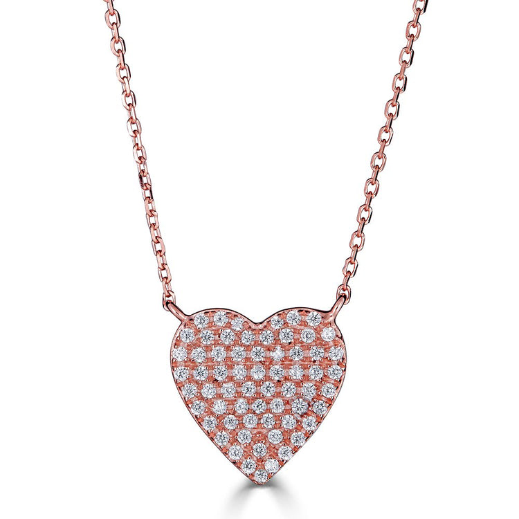 14K Gold Diamond Pave Heart Necklace