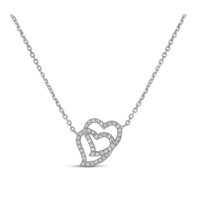14K Gold Double Heart Necklace