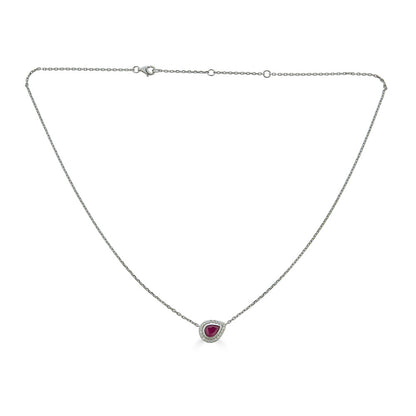 Ruby with Diamond Halo Necklace