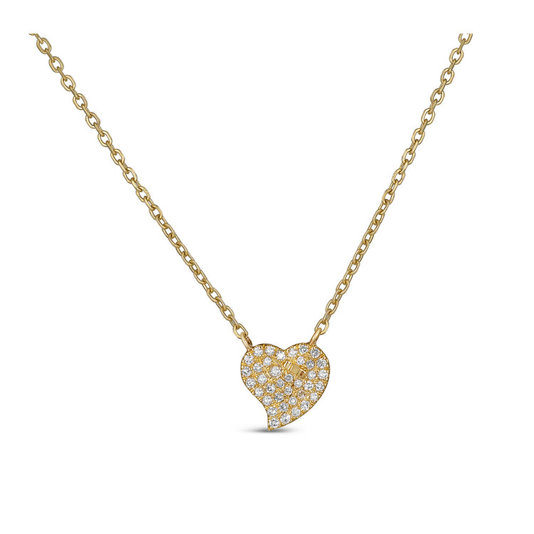 14K Gold Mini Curved Heart Necklace