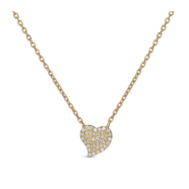 14K Gold Curved Heart Necklace