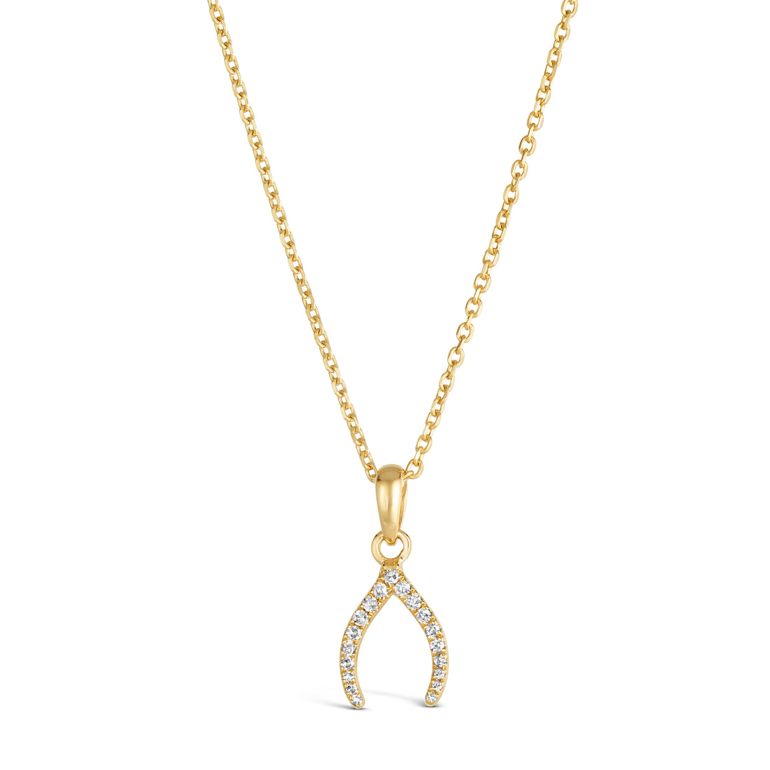 14K Gold Wishbone Necklace