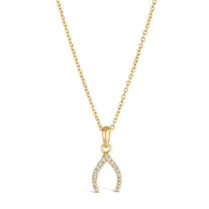 14K Gold Wishbone Necklace