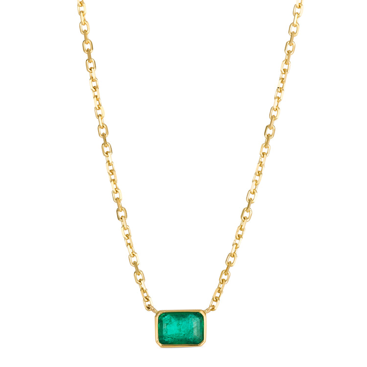 14K Gold Emerald Cut Necklace