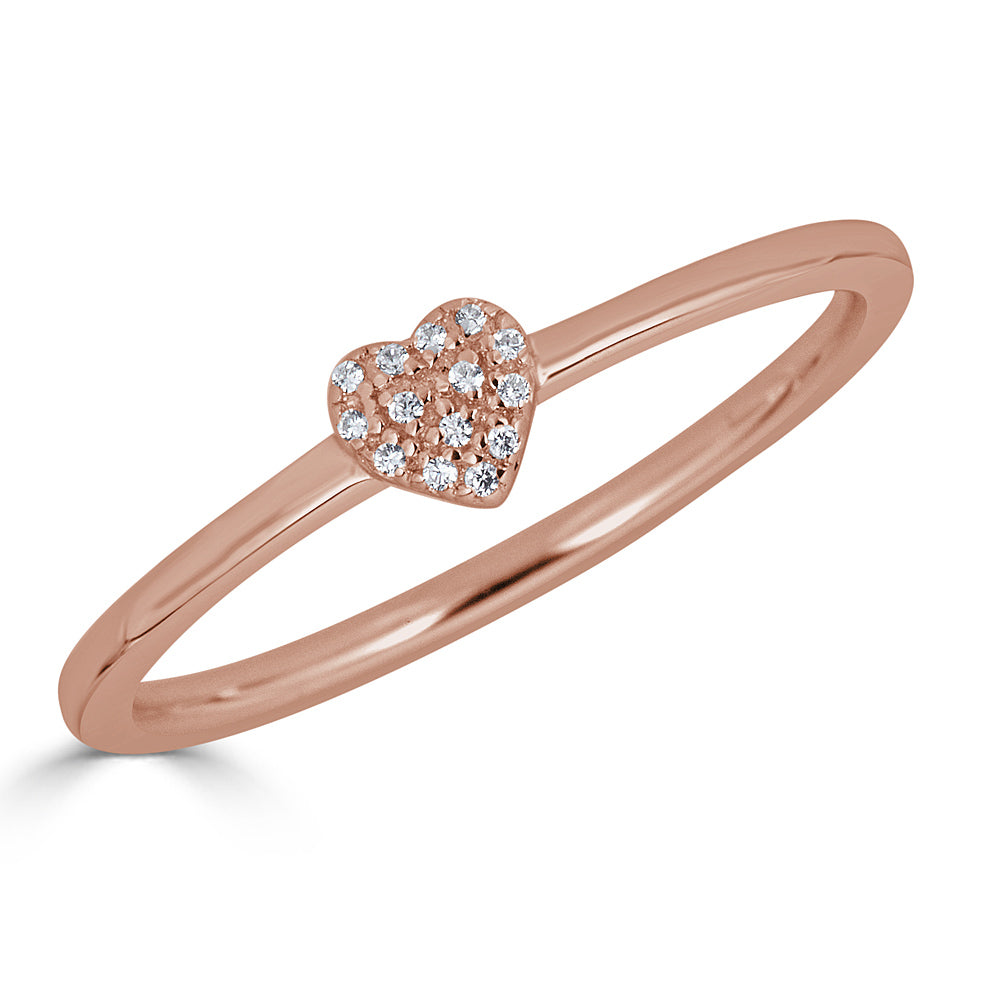 14K Diamond Heart Band