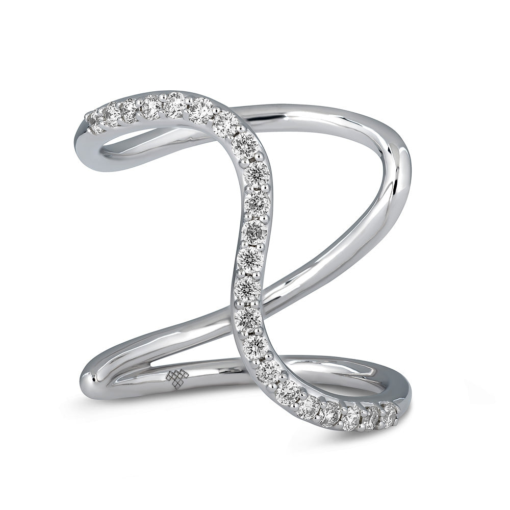 14K Diamond Swirl Ring - White Gold