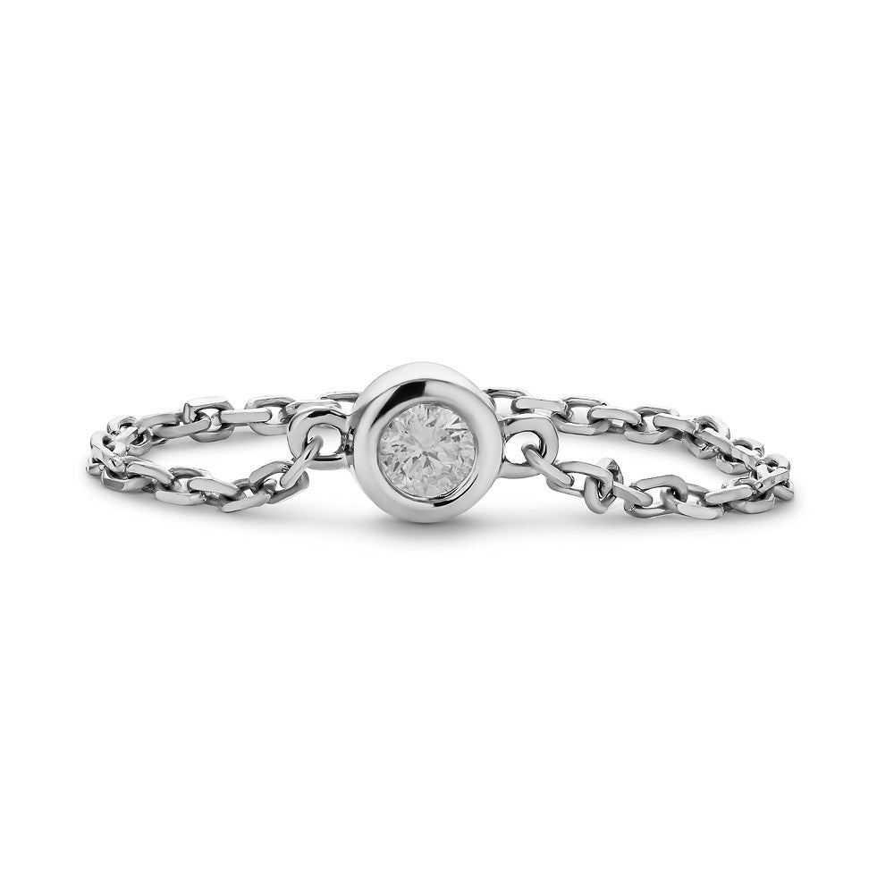 14K Bezel Chain Ring