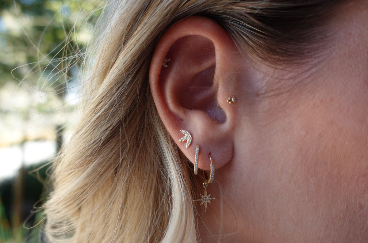 14K Diamond Marquise Cluster Stud Earrings