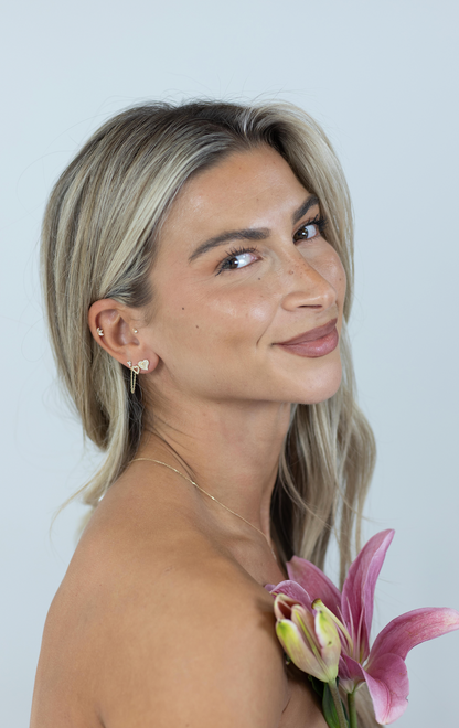 14K Diamond Heart Studs