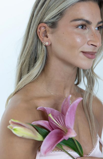 14K Diamond Heart Studs