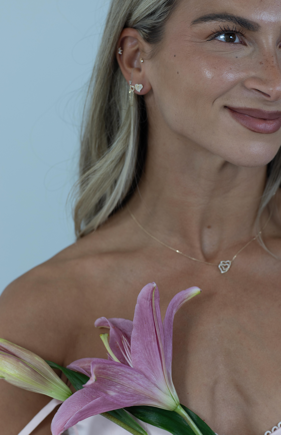 14K Gold Double Heart Necklace