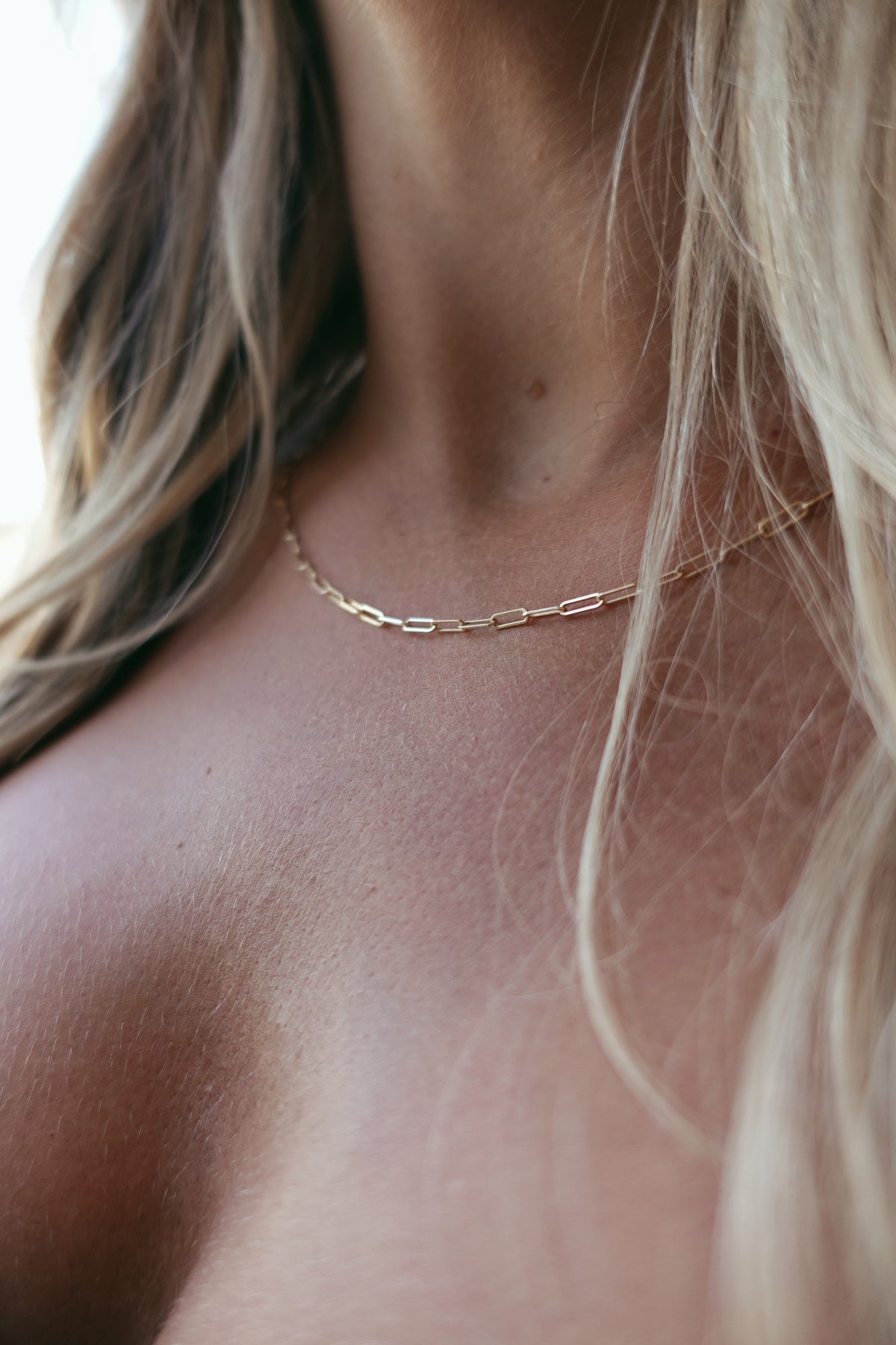 14K Gold Paper Clip Necklace