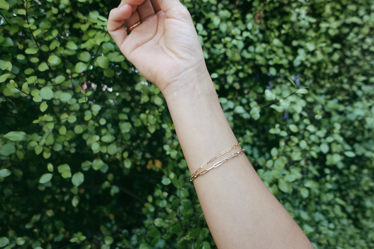 14K Gold Paper Clip Bracelet