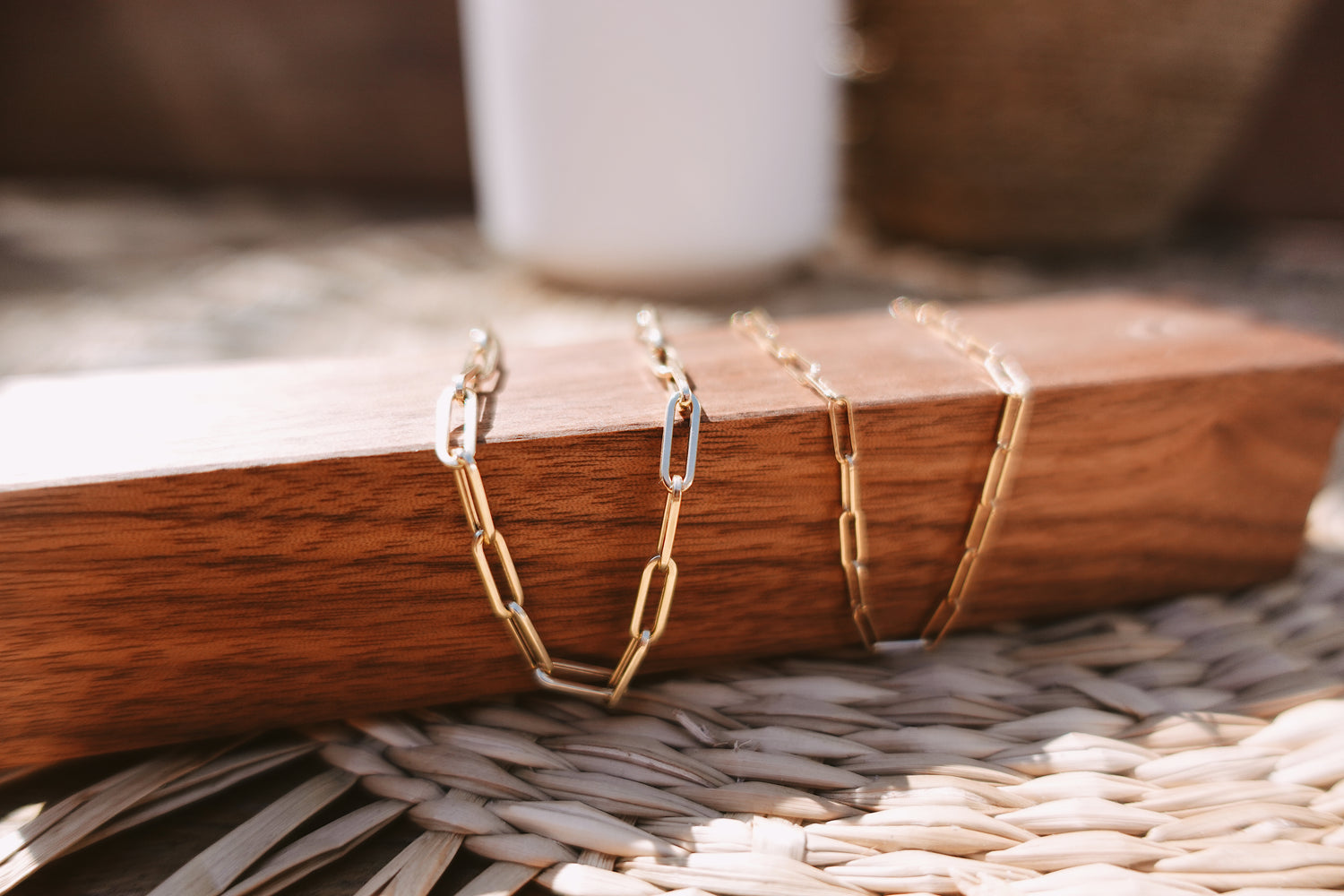 14K Gold Chunky Paper Clip Bracelet