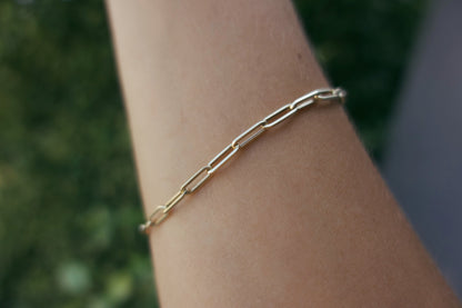 14K Gold Chunky Paper Clip Bracelet