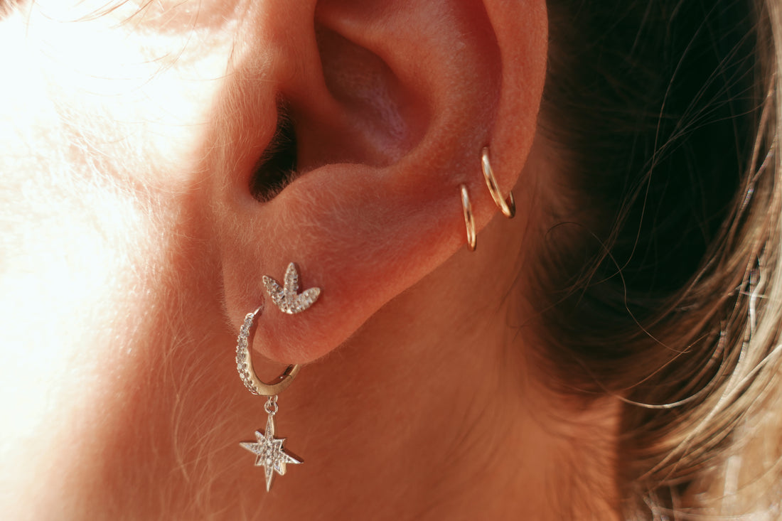 14K Diamond Marquise Cluster Stud Earrings