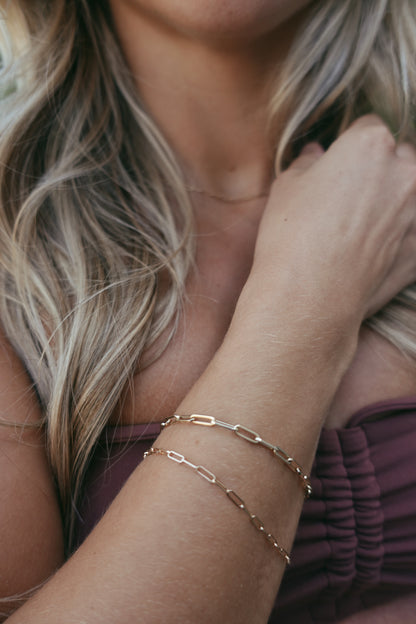 14K Gold Chunky Paper Clip Bracelet