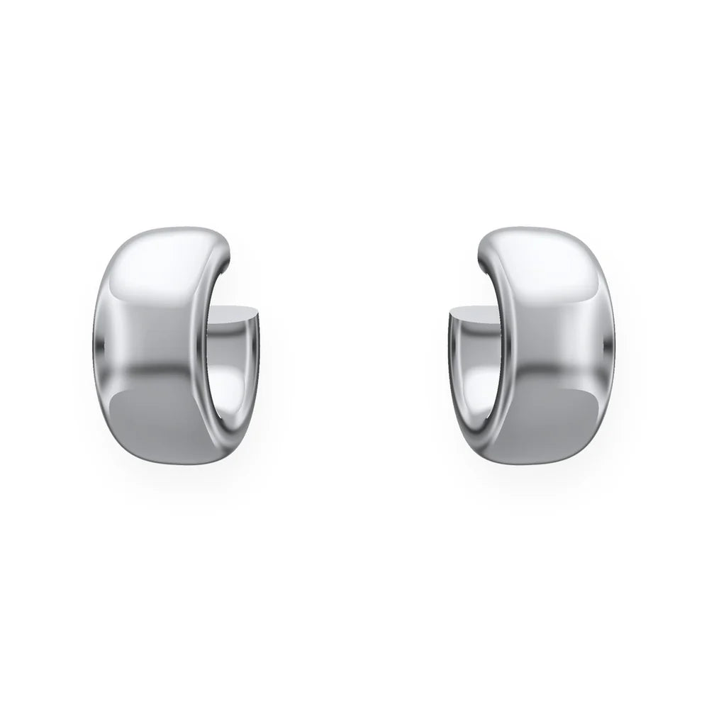Chunky Silver Huggie Earrings