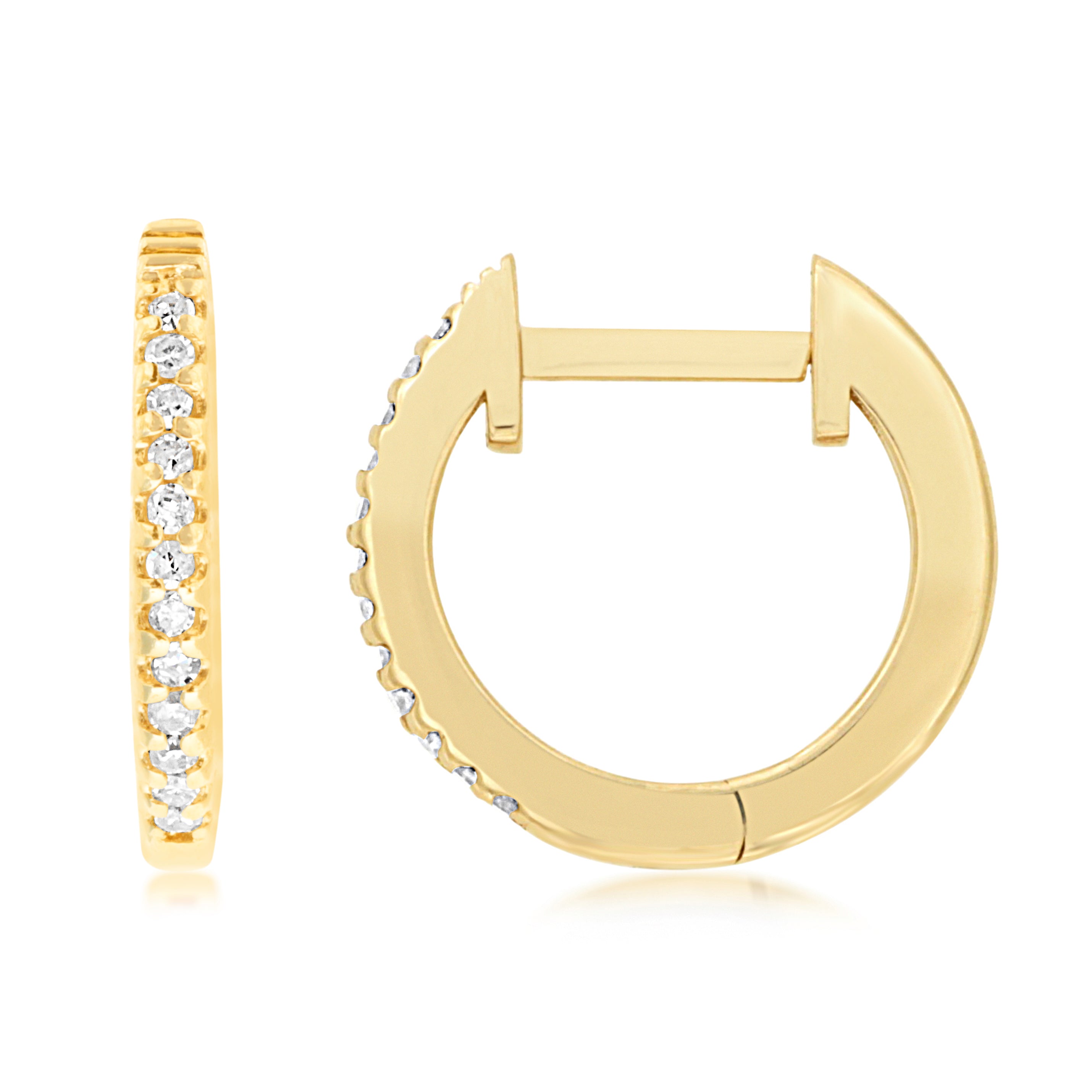 14k Gold Huggie Hoop Earring (12.5 mm) with hidden hinge – LEE BREVARD