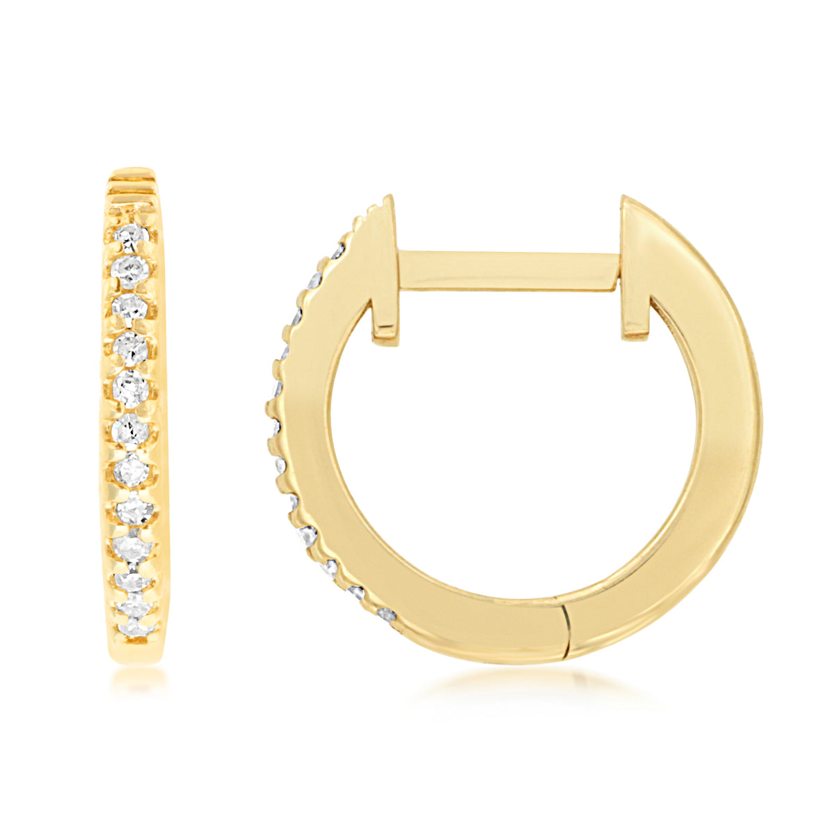 14K Classic Diamond Huggie Earrings